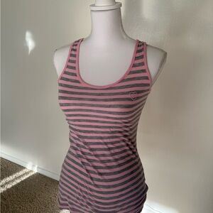 Pink and Gray Striped Tank Top